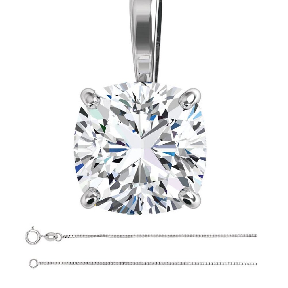Cushion Natural Diamond Pendant 14K Gold (0.92 Ct E Vvs1) Igl C54200001